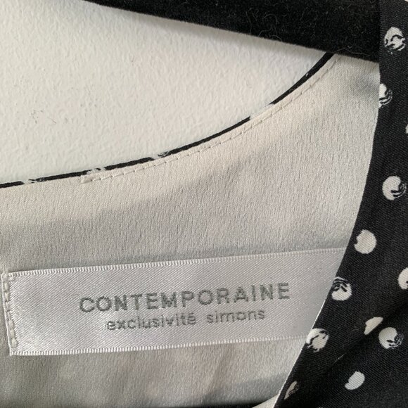 Contemporaine by Simons | Layered Blouse short-sleeve size Small black white - Picture 5 of 11